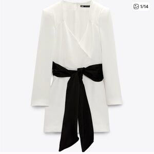 Zara White and Black Jumpsuit